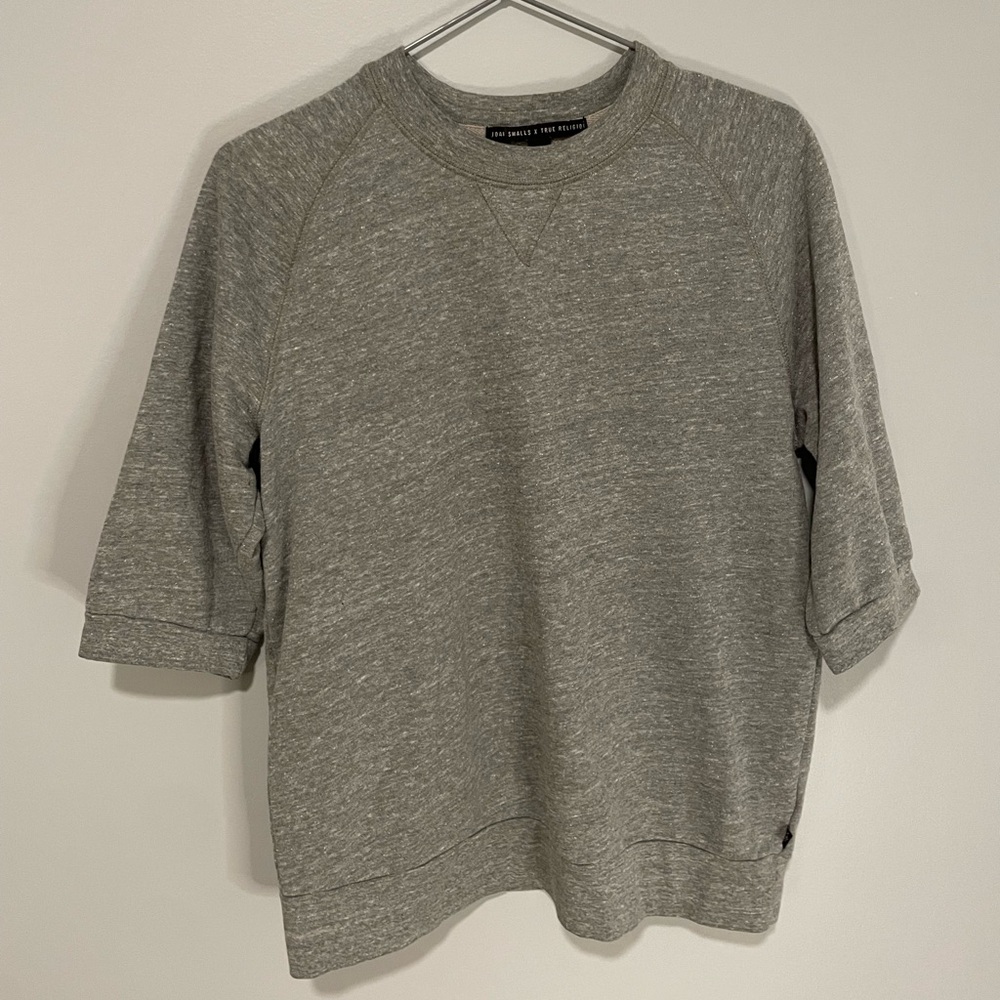 True Religion x Joan Smalls Half Sleeve Grey Sweater Pullover Size Medium